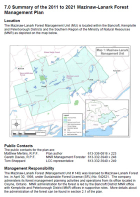 mazinaw lanark forest management plan